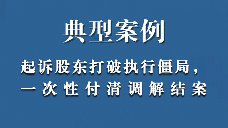 起诉股东打破执行僵局，一次性付清调解结案